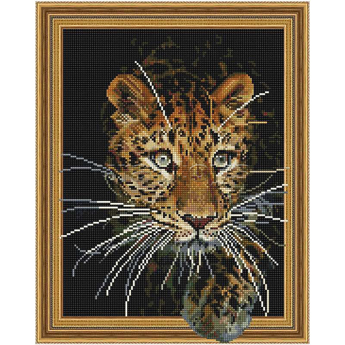 Алмазная мозаика 3D с нанесенной рамкой 40х50 "Леопард" (28 цветов)