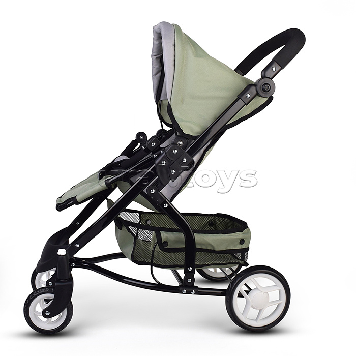 Коляская кукольная металлическая, с корзиной, цвет серо-зеленый