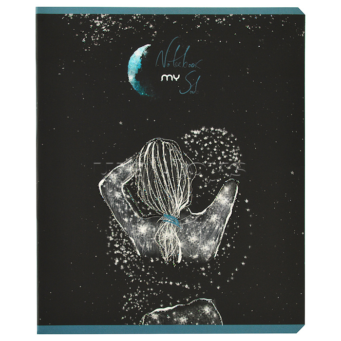 Тетрадь 48л. клетка А5 скрепка S "Мой сон" Премиум 4+4+Ламинация СофтТач+Блестки 8%