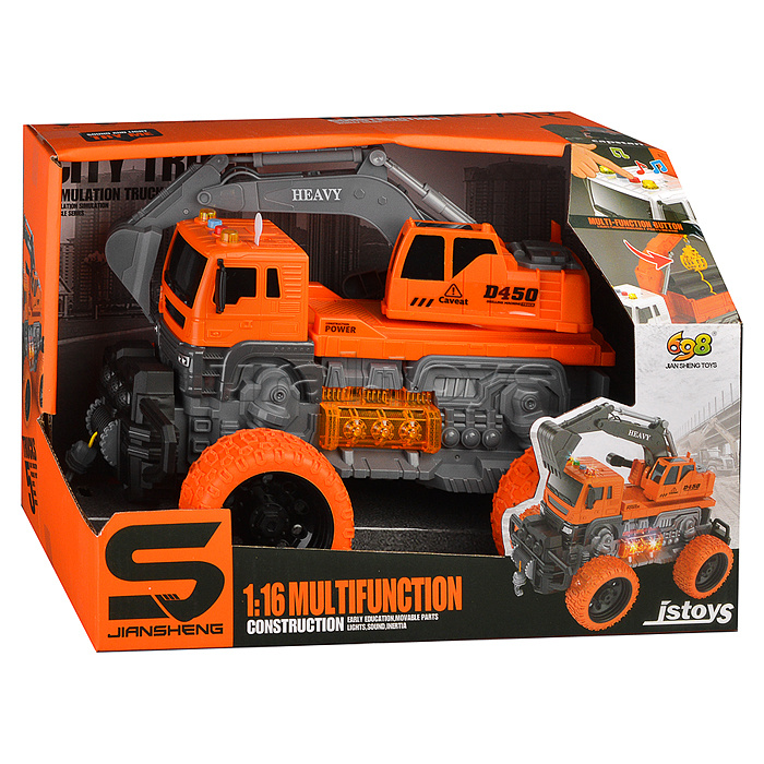 Машина "ТехноЛидер" 1:16 (свет, звук) в коробке (цвет оранжевый)