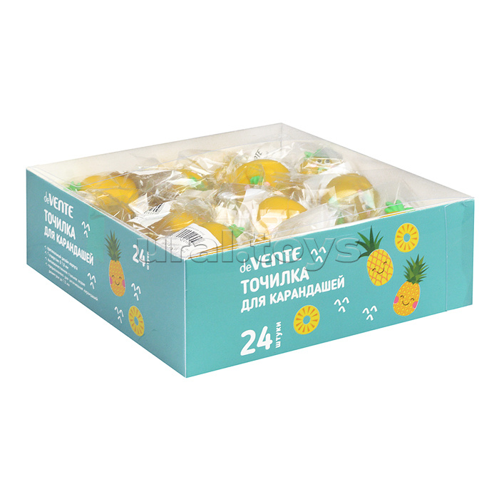 Точилка для карандашей "Pineapple" 31x33x40 мм, 1 отверстие, пластиковая с покрытием Soft T