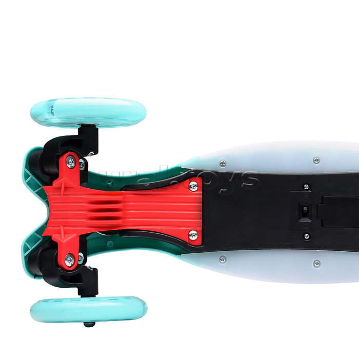 Самокат 3-х колесный ROCKET,колеса PU со светом, ABEC 7, бирюзовый