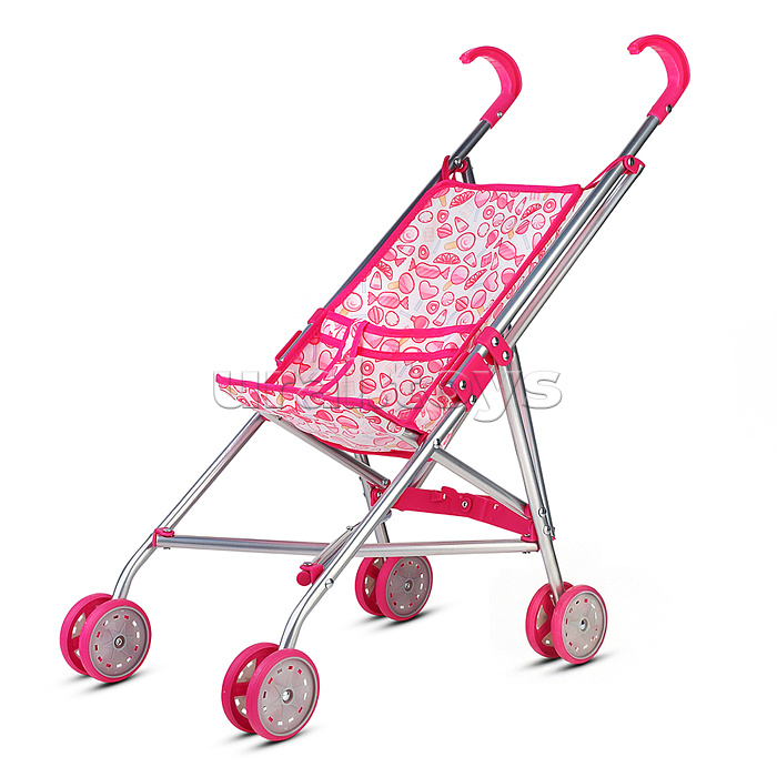 Коляская кукольная трость, металлическая, принт сладости