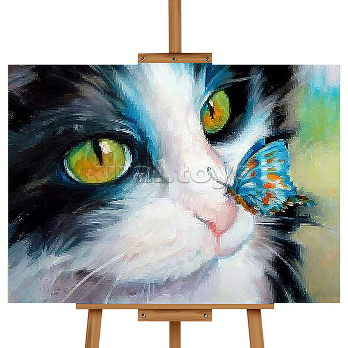 Набор для рисования "Картина по номерам 30*40 см. Котик с бабочкой"