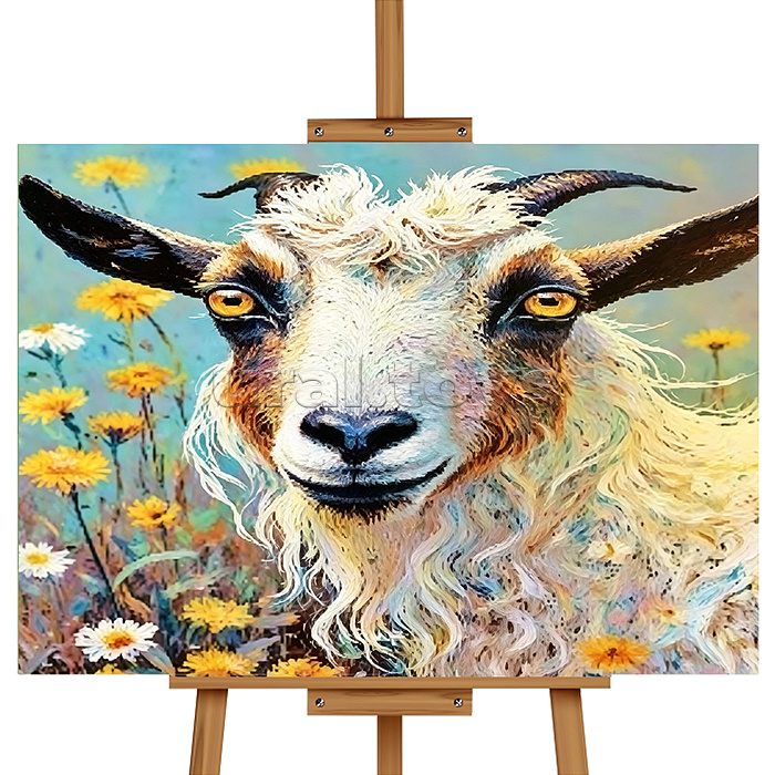 Картина по номерам "Козел в луговых цветах" 40*30 см.