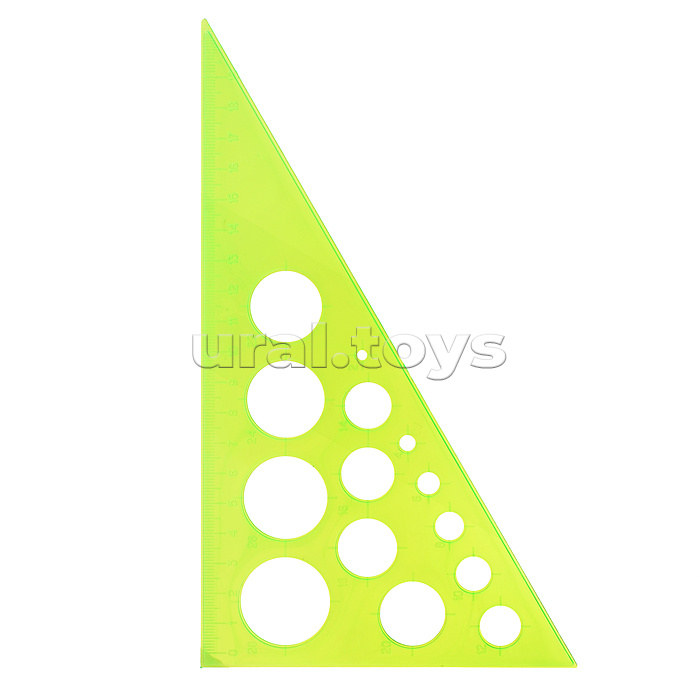 Треугольник -трафарет с окружностями 19см 30* отливн. шкала NEON Cristal ассорти