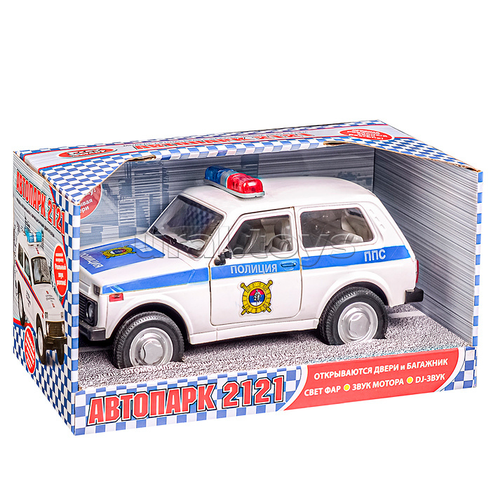 Машина "Автопарк. Полиция" на батарейках, в коробке Машина "Автопарк. Полиция" на батарейках, в коробке