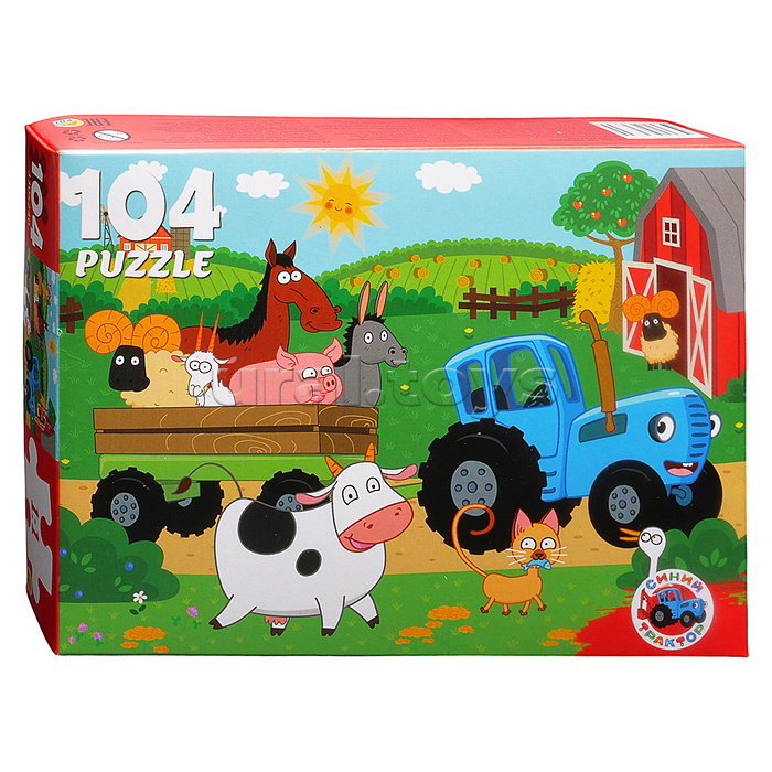Пазлы 104 "Синий трактор"