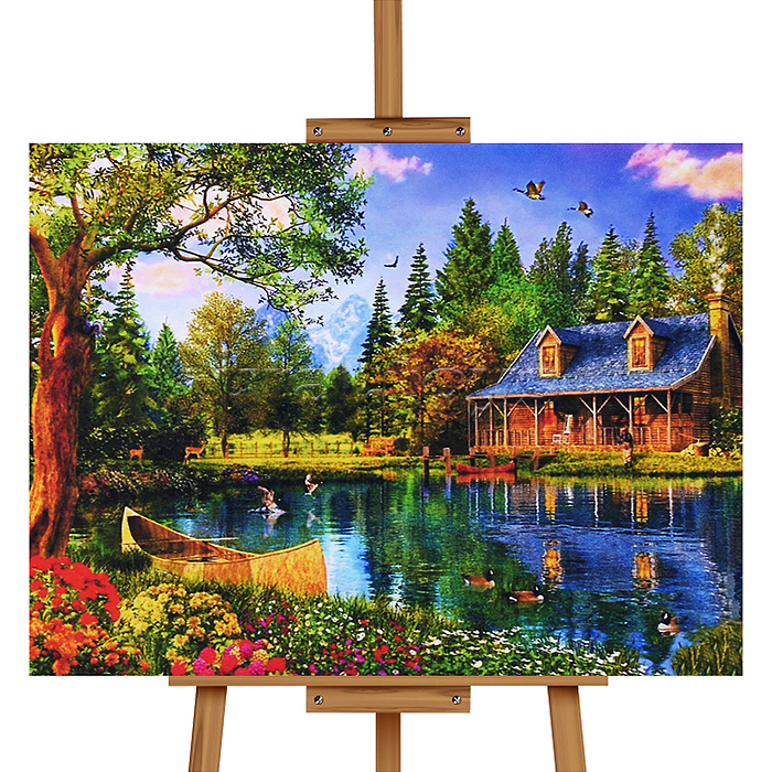 Мозаика алмазная "Домик у берега" 30*40см.