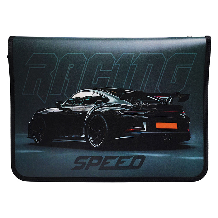 Папка для тетрадей А4 молния вокруг печать на пластике, 325/230/25 "Racing speed"