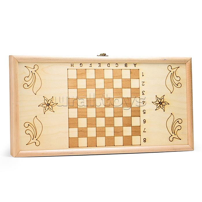 Набор подарочный 3в1 (нарды средние, рисунок-выжиание, шахматы, шашки) 500х250мм