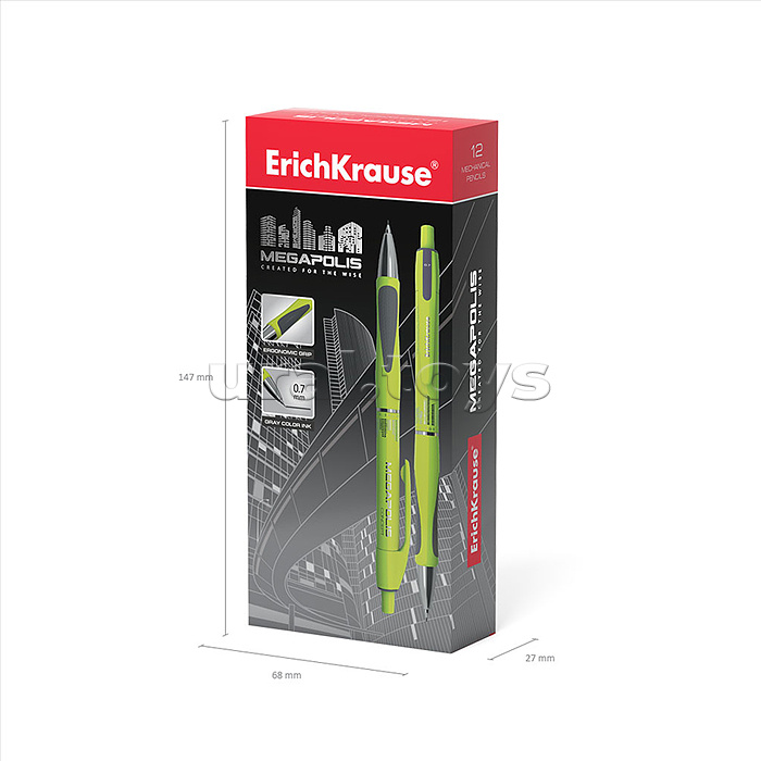 Карандаш механический 0.7мм,  MEGAPOLIS Concept  НВ