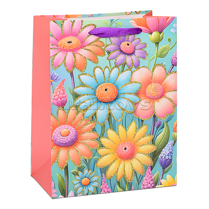 Пакет подарочный "Цветы" 23х18х10 см