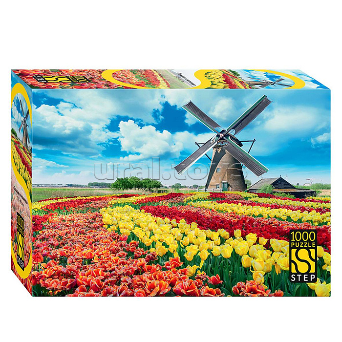Пазлы 1000 "Мельница в тюльпанах"