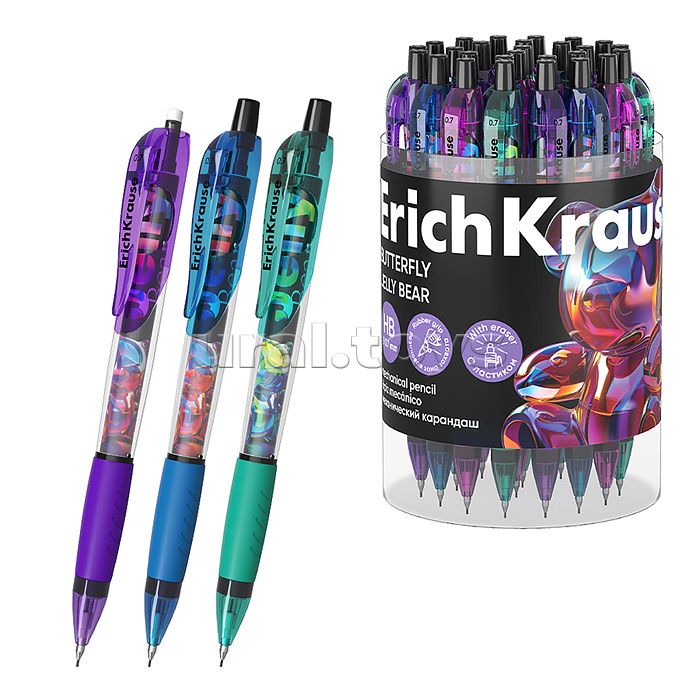 Карандаш механический ErichKrause Butterfly Jelly Bear 0.7 мм, с ластиком, НВ (в тубусе по 24 шт.) Карандаш механический ErichKrause Butterfly Jelly Bear 0.7 мм, с ластиком, НВ (в тубусе по 24 шт.)