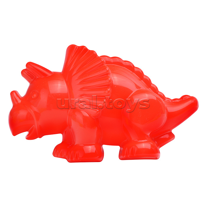 Песочный набор "Три кота" №16: Ведро с наклейкой, лопатка №5, грабельки №5, формочки (цветок + морской конёк + динозавр №1)