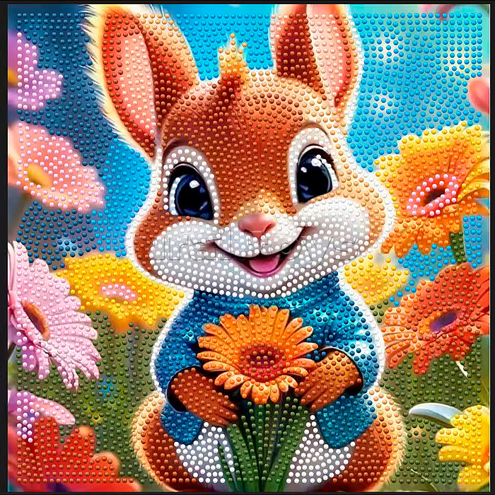 Мозаика алмазная "Весёлый зайка" 30*30 см.