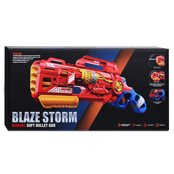 Бластер "Blaze storm" с мягкими пулями, в коробке