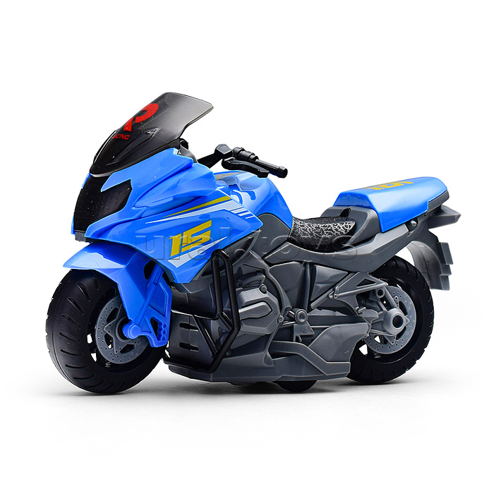 Мотоцикл "Спортивный" 1:20 (свет, звук) в коробке (цвет синий)
