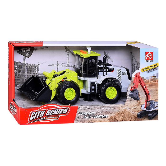 Машина "Бульдозер" (свет, звук) в коробке (зеленый)