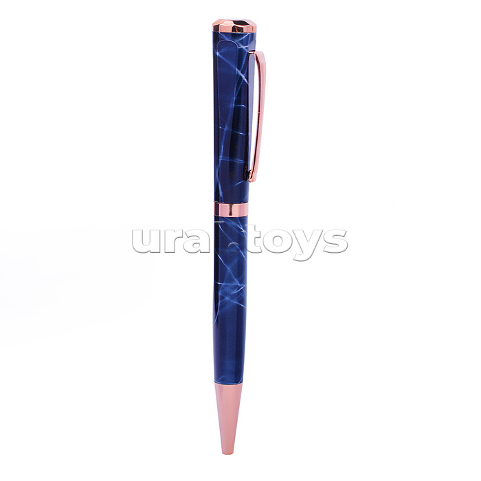 Ручка шариковая с поворотным механизмом PEARL BLB, синяя, пулевидный пиш.узел 0,7 мм, корпус металлический, сменный стержень 99 мм типа Parker,  подарочная упаковка