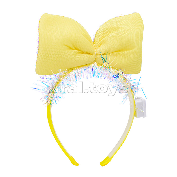 Ободок карнавальный "Бант" светящийся, в пакете