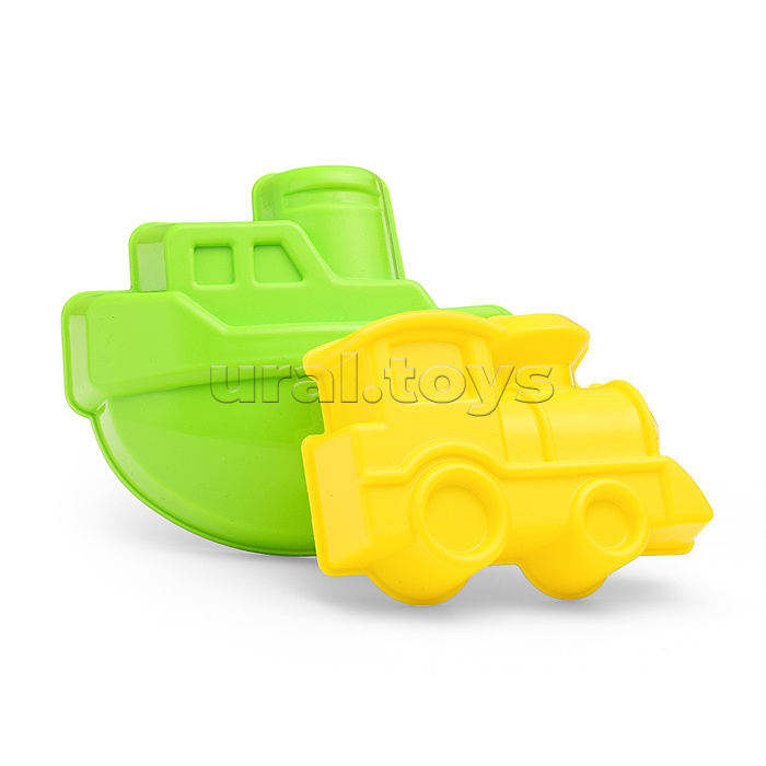 Набор песочный №13 (ведро+лопатка+грабли+2 формочки транспорт)