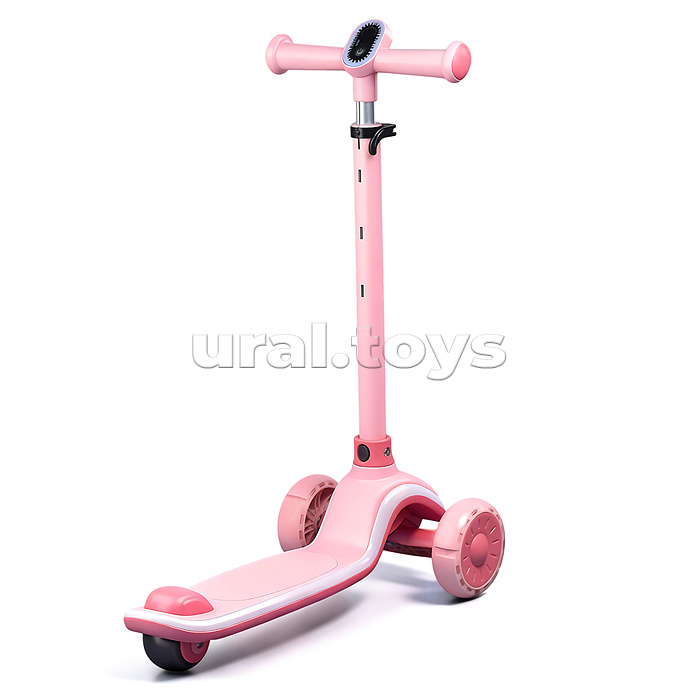 Самокат 3-х колесный ROCKET,колеса PU со светом, цвет розовый