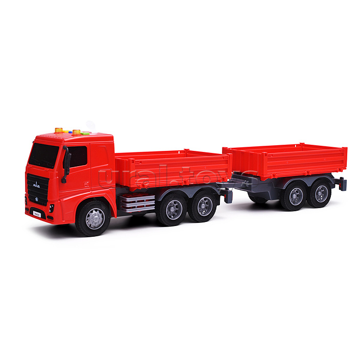 МАЗ, автомобиль бортовой с прицепом инерционный (со светом и звуком) (в коробке)