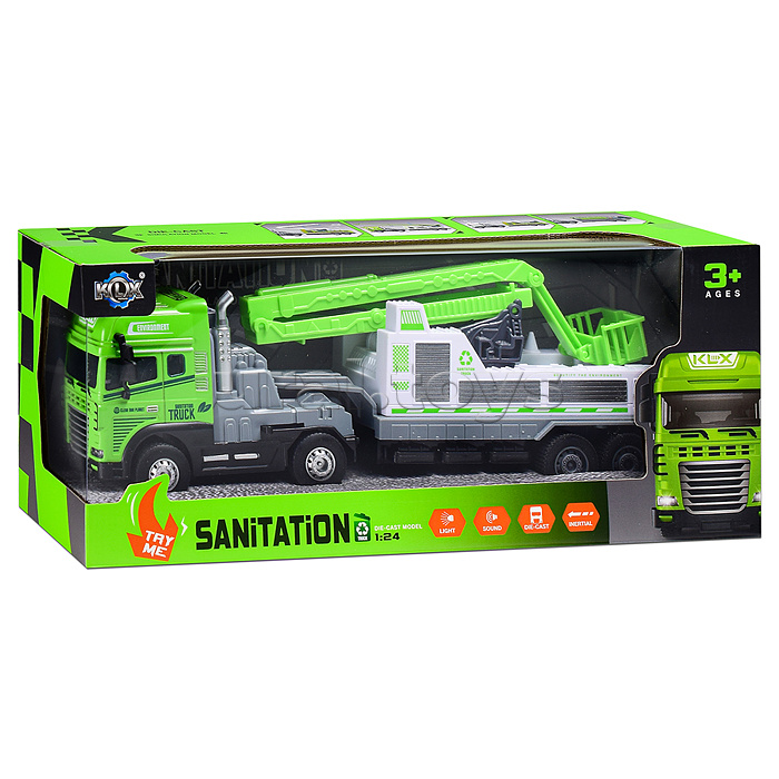 Машина  "Мега Прицеп" (свет, звук) в коробке