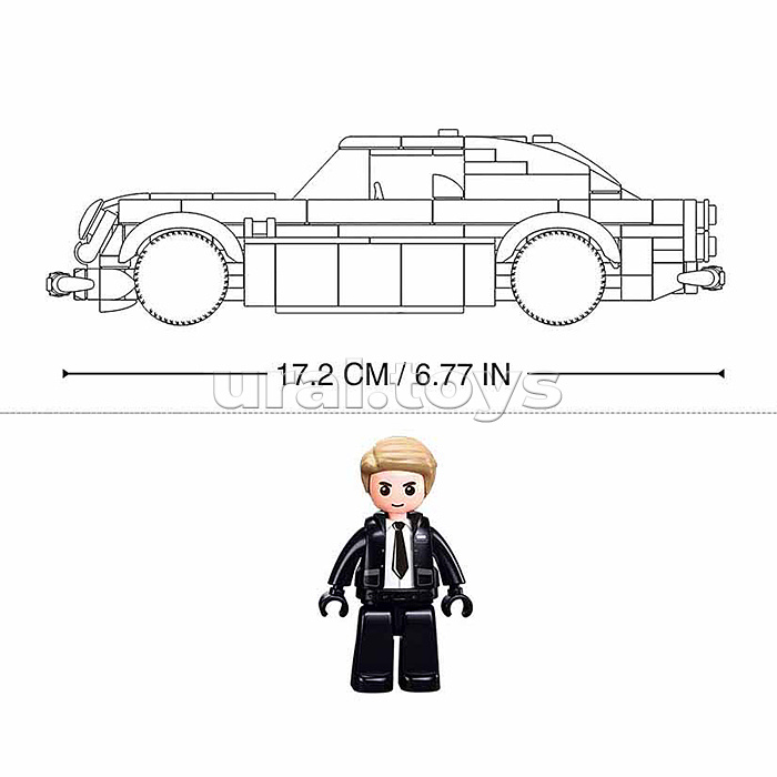 Конструктор  "Серебристый ретро-автомобиль" (325 дет.) в коробке