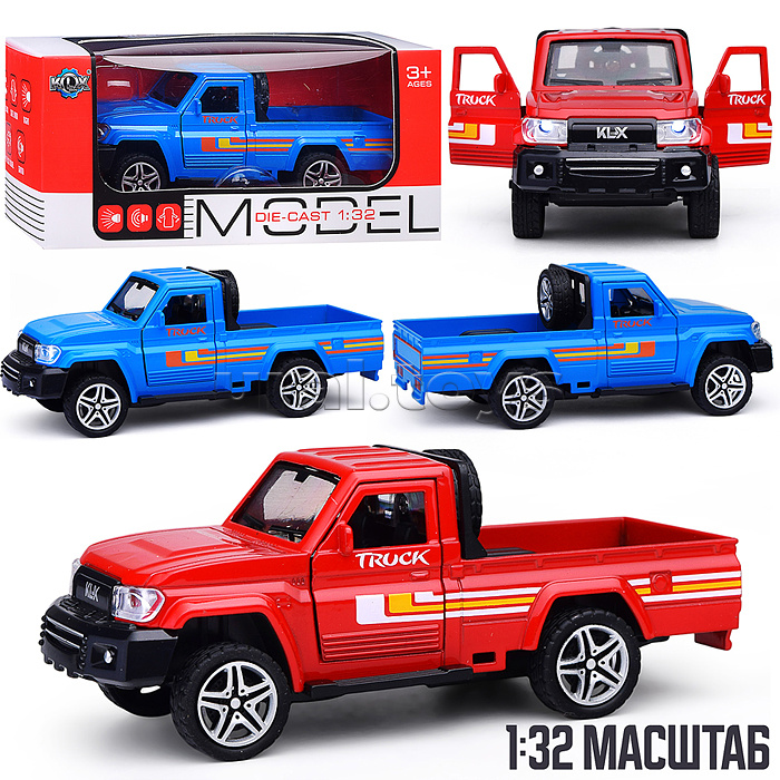 Машина "Пикап" 1:32 металл (свет,звук,откр дв) в коробке