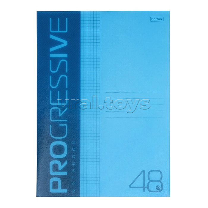 Тетрадь 48л "Progressive" клетка 65г/кв.м Пластиковая обложка на скобе бирюзовая
