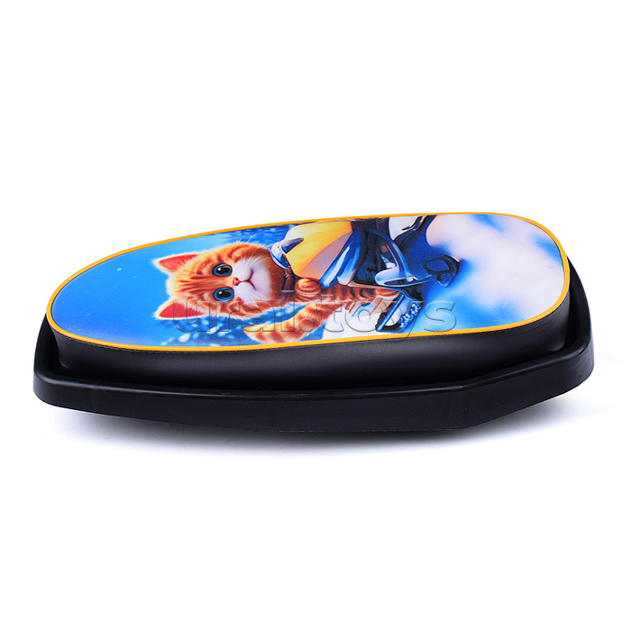 Игрушка Снегокат детский 111 "Mobile" с Т-образным толкателем и колесной базой (Котик на желтом снегоходе)