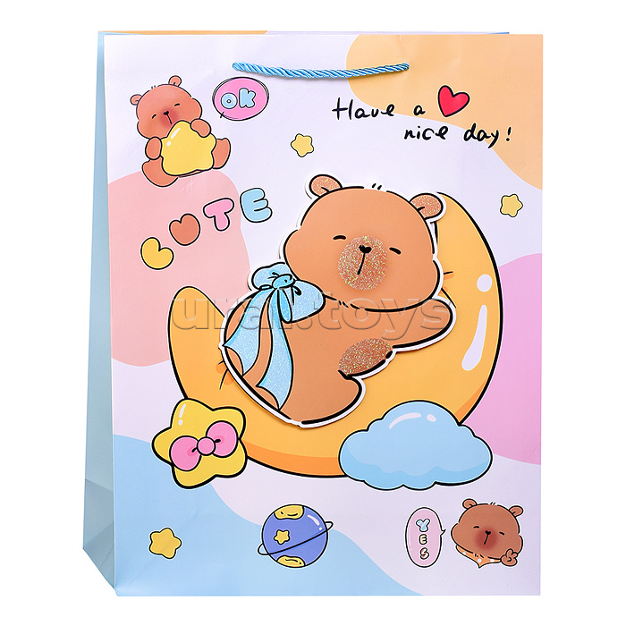 Пакет подарочный "Весёлые капибарки" 31*12*40см