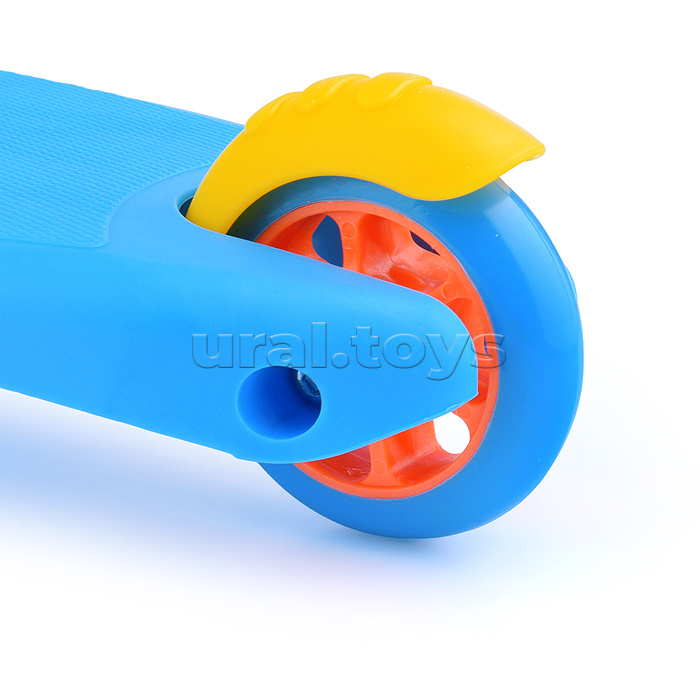 Самокат 3-х кол., голубой, светящиеся колёса, PVC, ABEC 7, в коробке