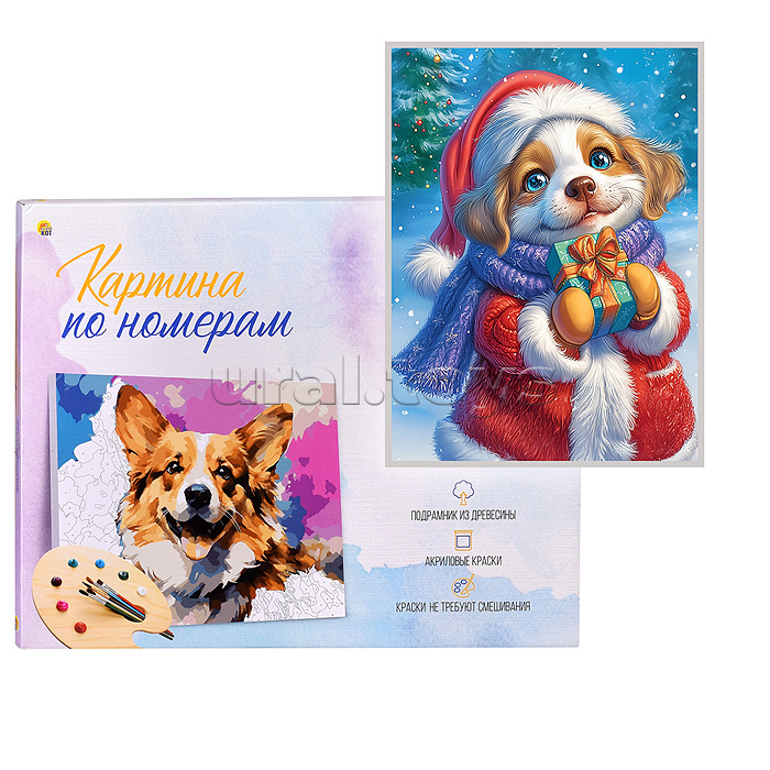 Холст с красками 17х22 по номерам "Щенок в костюме Деда Мороза" в коробке (14цв.) Холст с красками 17х22 по номерам "Щенок в костюме Деда Мороза" в коробке (14цв.)