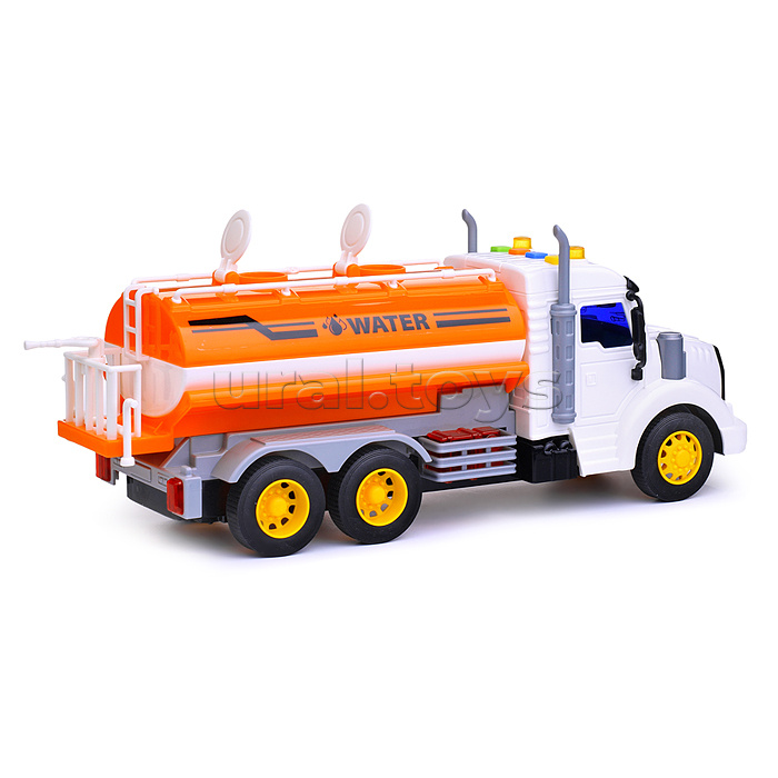 Автомобиль поливочный "Профи"инерционный (со светом и звуком) (оранжевый) (в коробке)