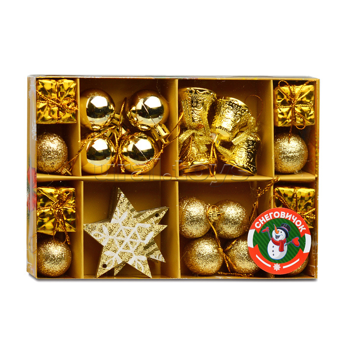 Набор новогодних украшений "Новогоднее чудо" (3см.* 24шт.) золото