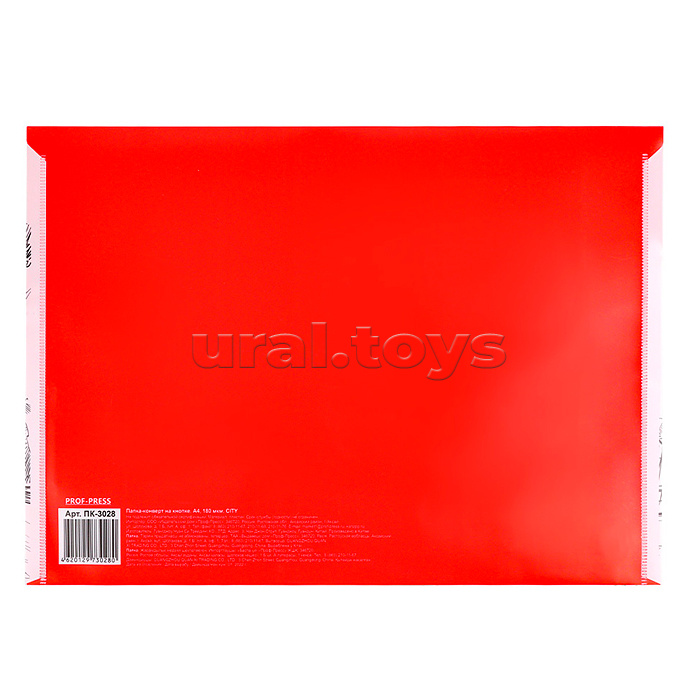 Папка-конверт на кнопке А4, 180мкм, CITY