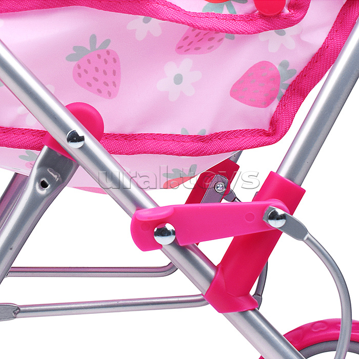 Коляска для кукол, складная, прогулочная, с тентом, цвет клубнички на розовом