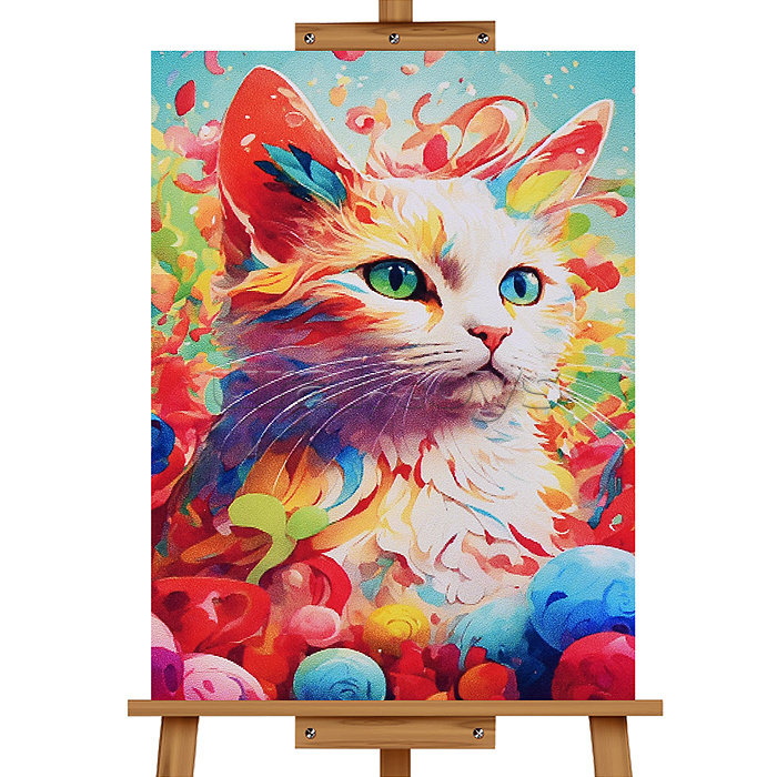 Мозаика алмазная "Красочный кот" 20*30см.