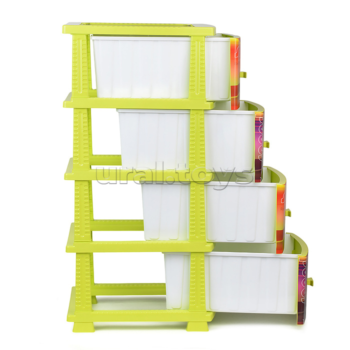 Комод "Декор" "Спорткар" (монорисунок) 4 секции лимонный