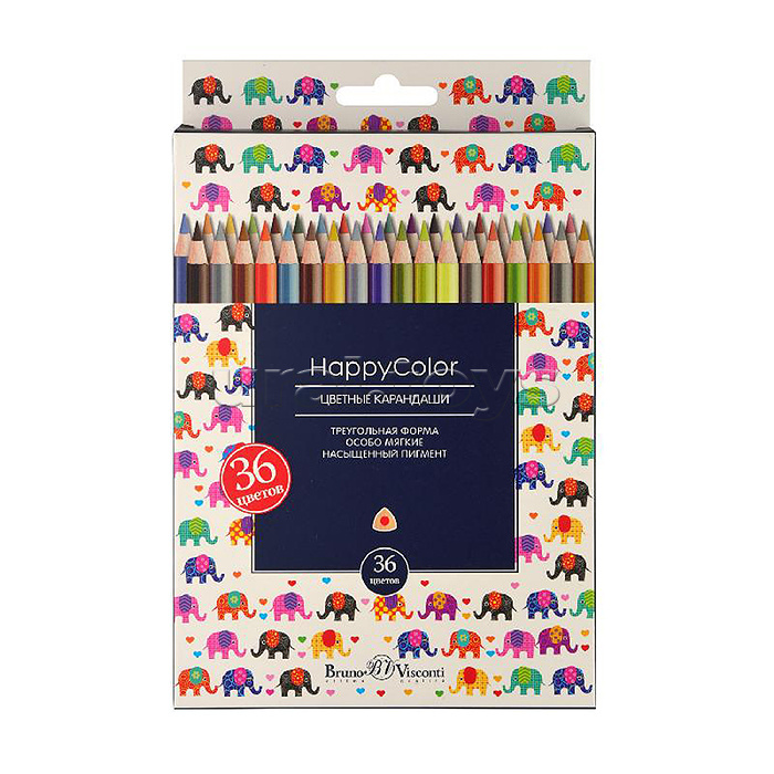 Карандаши цветные "Happycolor", 36 цв. 6 видов Карандаши цветные "Happycolor", 36 цв. 6 видов