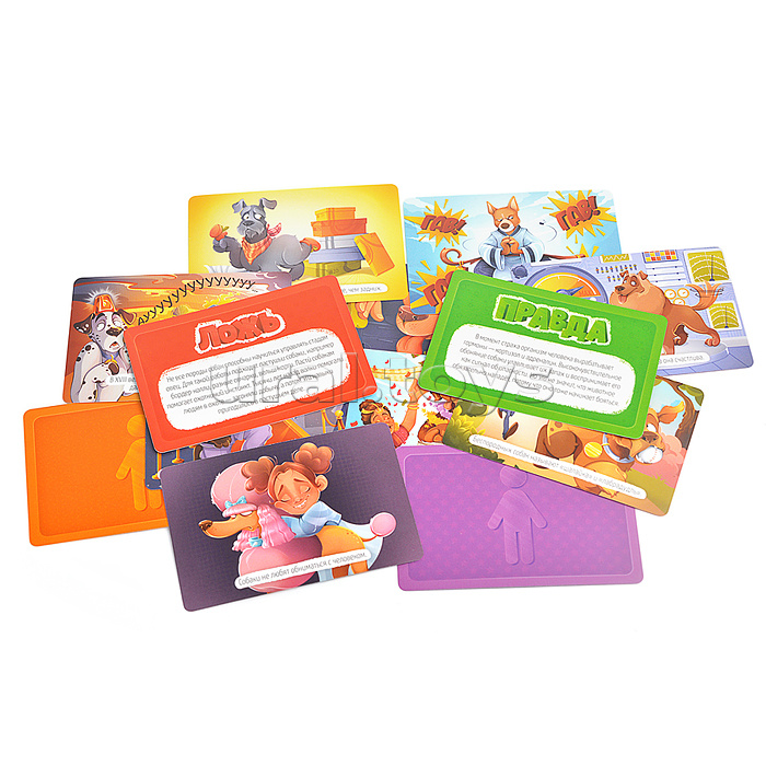 Игра карточная. Серия Правда-ложь. Кошки и собаки. 60 карточек. 8х12 см