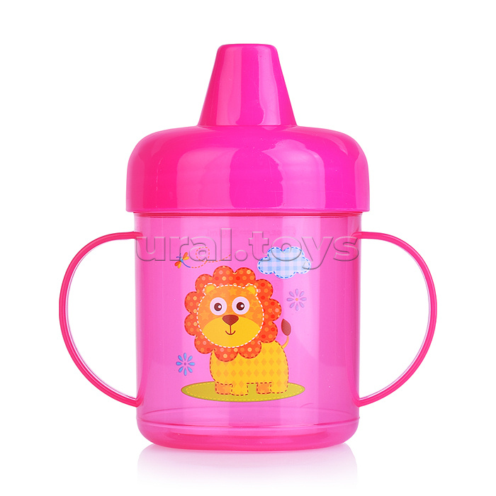 Поильник-непроливайка с жестким носиком, с ручками, ассорти, 200 мл, 5+, 1шт.
