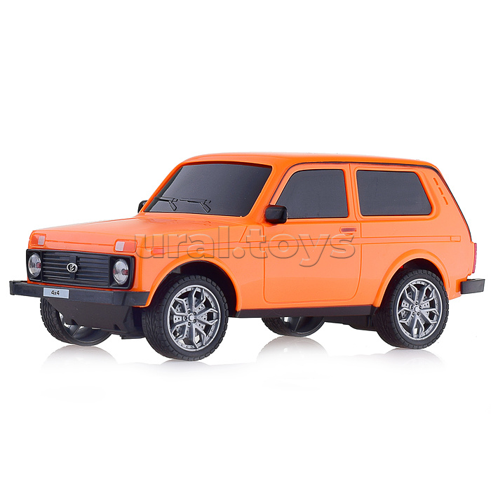 Машина р/у LADA 4x4 18 см, (свет, оран,) в коробке