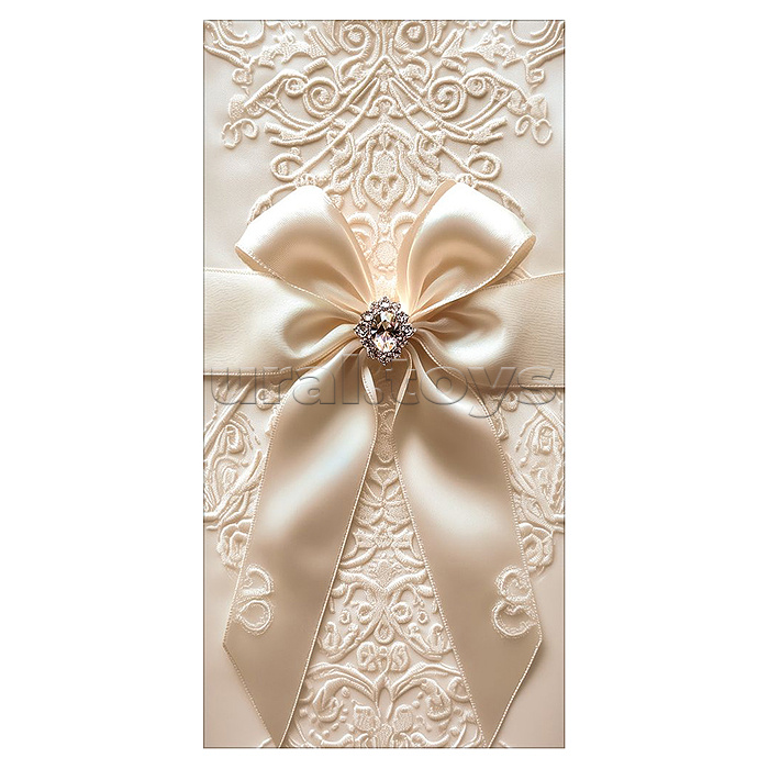 Конверт для денег без надписи (бант со стразом на кружевном узоре)