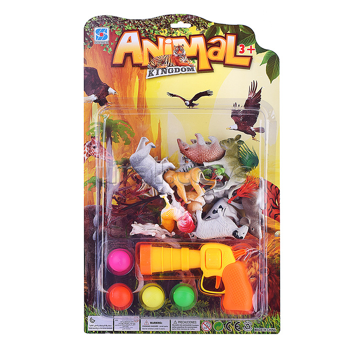 Оружие "Охотник" с набором животных, мягкими пулями и шариками, на листе