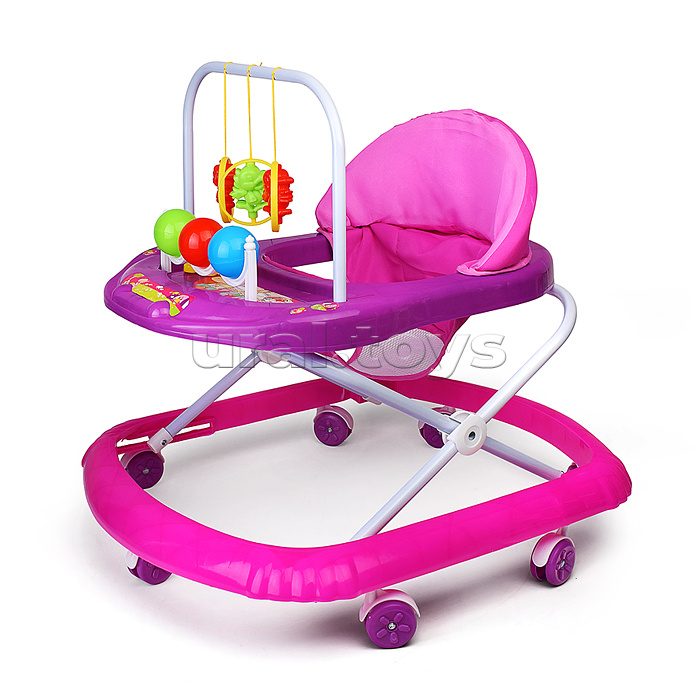 Ходунки "Шарики" с подвесными игрушками (розовый-сиреневый) в пакете
